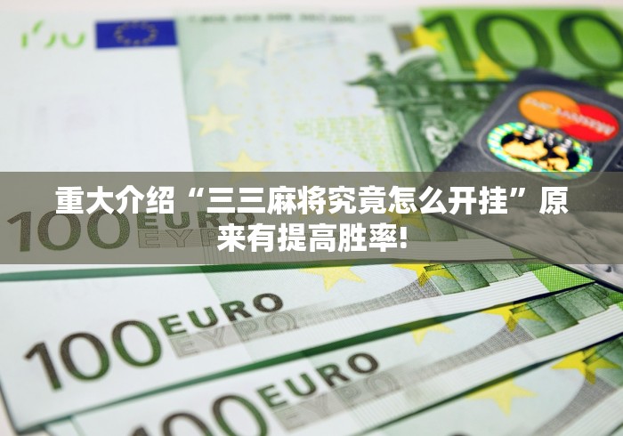 重大介绍“三三麻将究竟怎么开挂”原来有提高胜率!