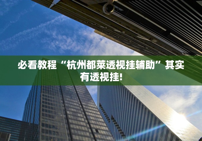 必看教程“杭州都莱透视挂辅助”其实有透视挂!