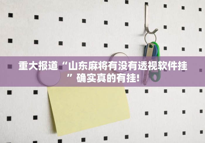 重大报道“山东麻将有没有透视软件挂”确实真的有挂!