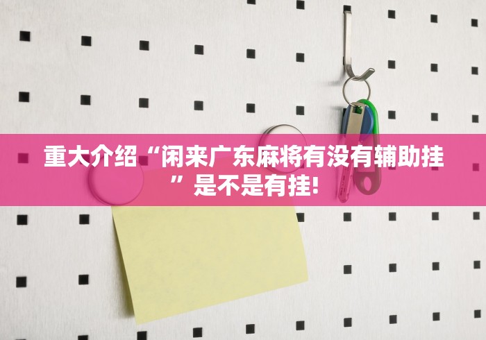 重大介绍“闲来广东麻将有没有辅助挂”是不是有挂!
