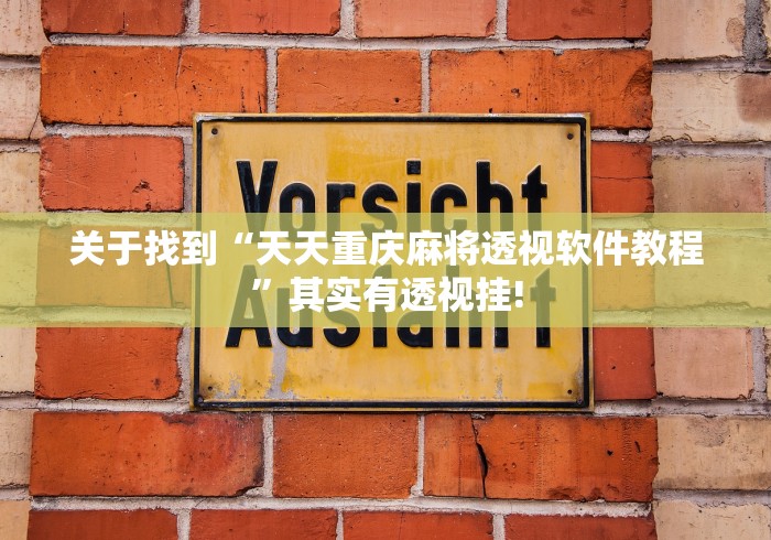 关于找到“天天重庆麻将透视软件教程”其实有透视挂!