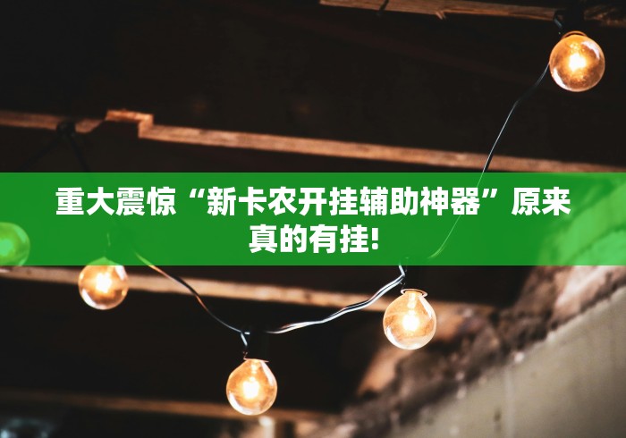 重大震惊“新卡农开挂辅助神器”原来真的有挂!