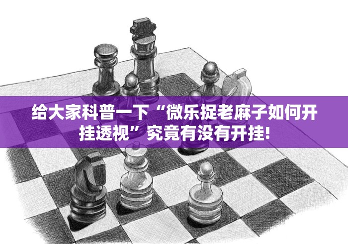 给大家科普一下“微乐捉老麻子如何开挂透视”究竟有没有开挂! 给大家科普一下“微乐捉老麻子如何开挂透视”究竟有没有开挂!