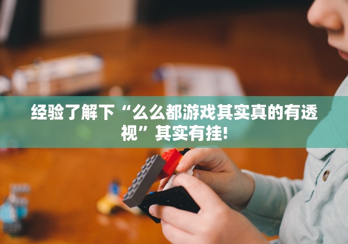 经验了解下“么么都游戏其实真的有透视”其实有挂!